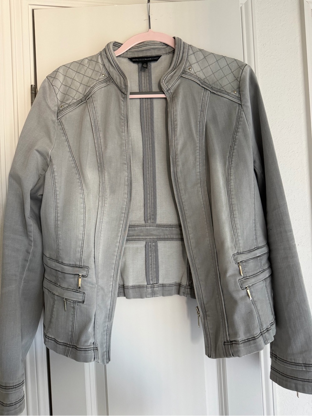 WHBM Light Gray Women's Moto Jacket